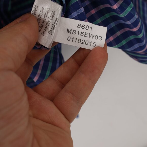 Peter Millar Wicking Shirt Mens L golf Performance Button Up Plaid Long Sleeve - Picture 6 of 11